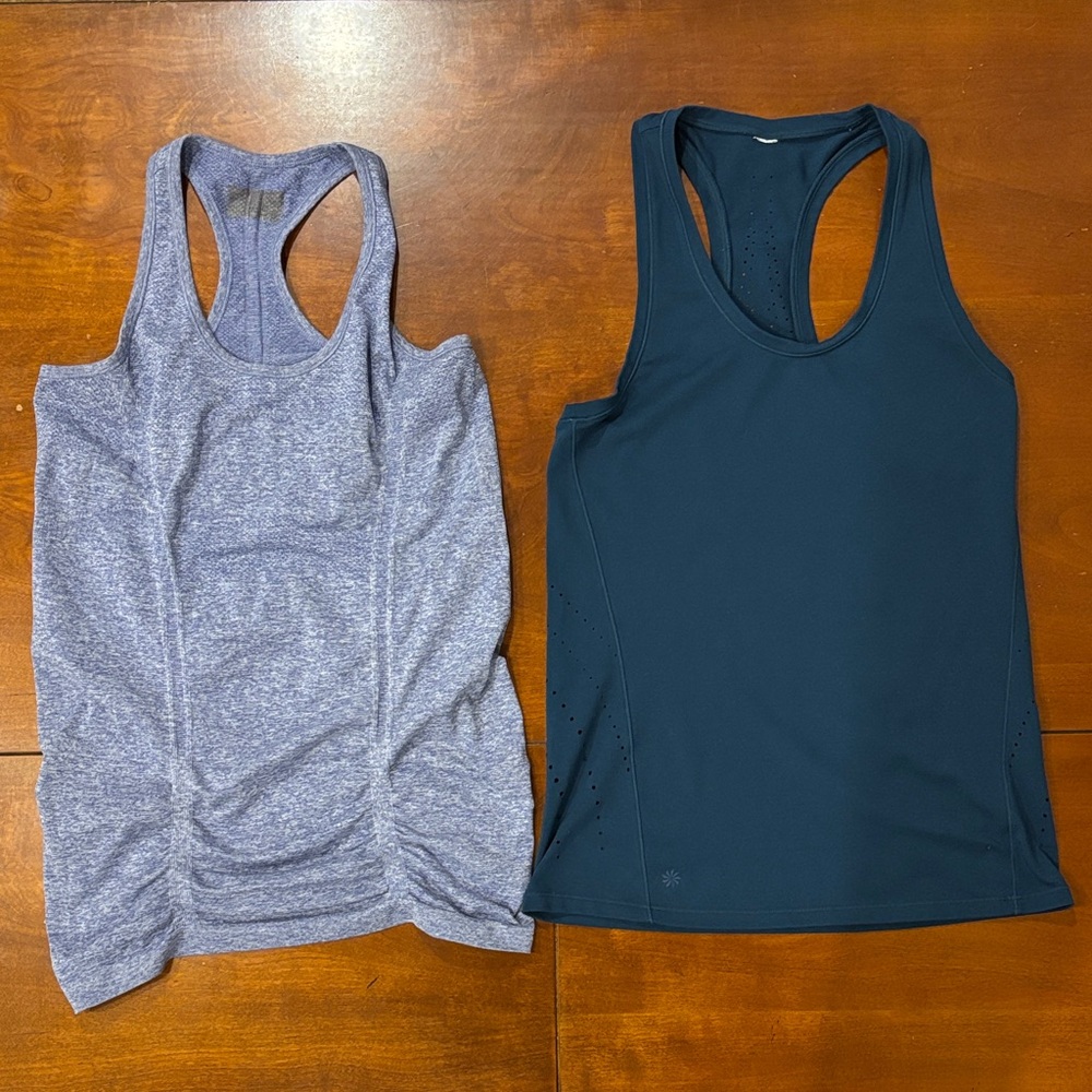 Athleta Lot of 2 Blue Tank Tops.  XS. Great‎ pre loved condition.